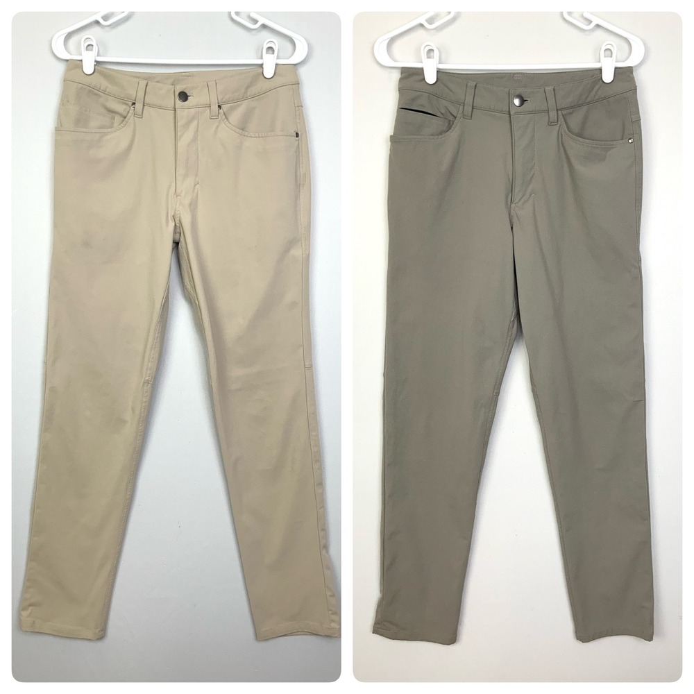 2 PAIR Lululemon Men's Sz 28x30 ABC Pants Khaki Gray Performance
